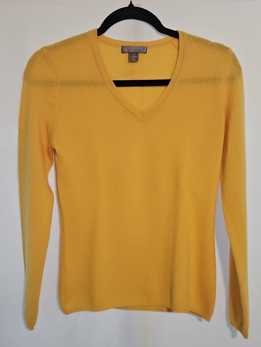 Charter Club Womens S Yellow 100% Cashmere V Neck Sweater Quiet Luxury